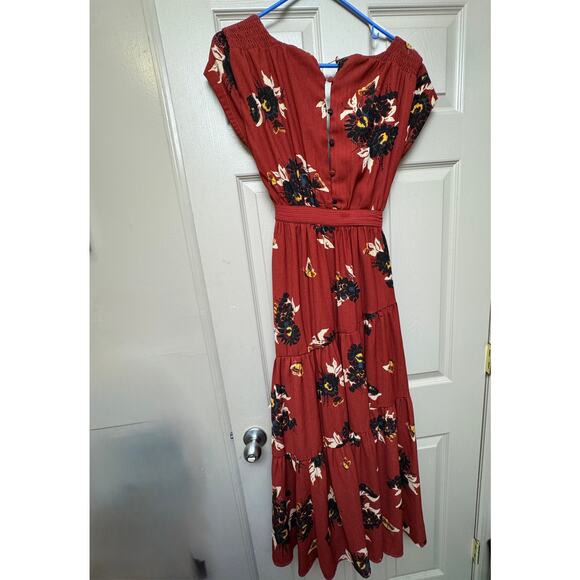Free People All I Got Deep Red Floral Maxi Dress size 2 - Picture 3 of 9